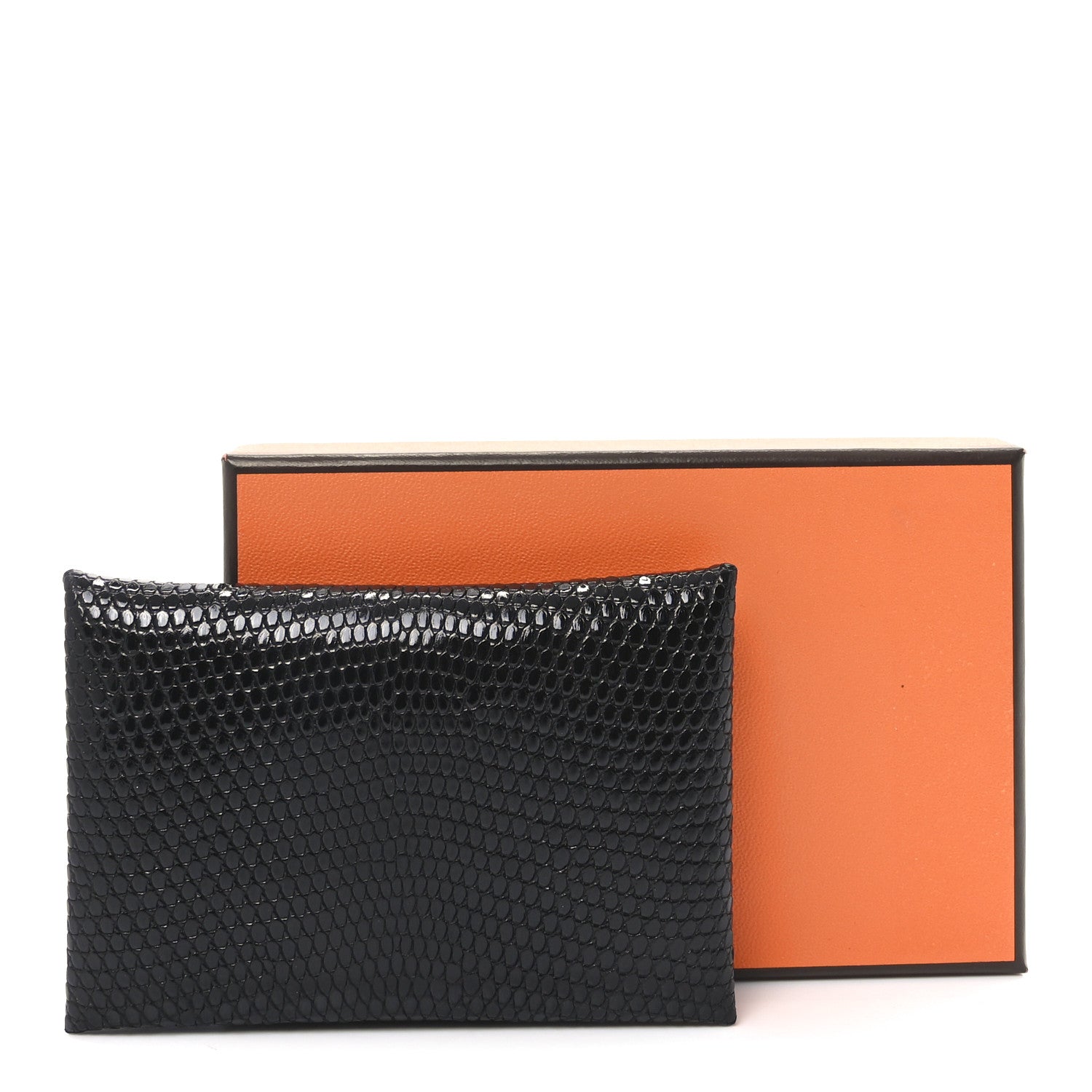 Hermes Lizard Calvi Card Case Black 7 of 7