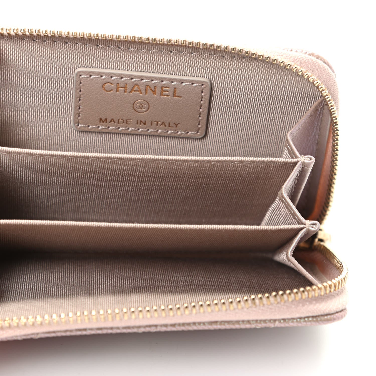 Chanel Iridescent Caviar Quilted Zip Coin Purse Beige 5 of 8