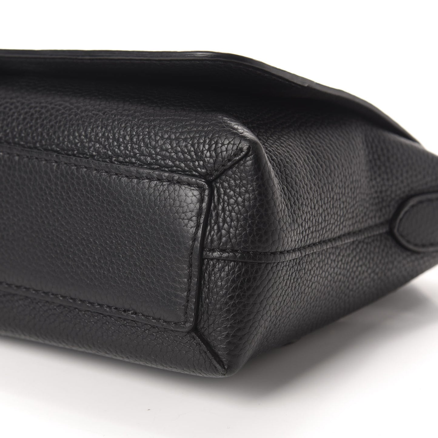 Grainy Calfskin Embossed Small Messenger Black
