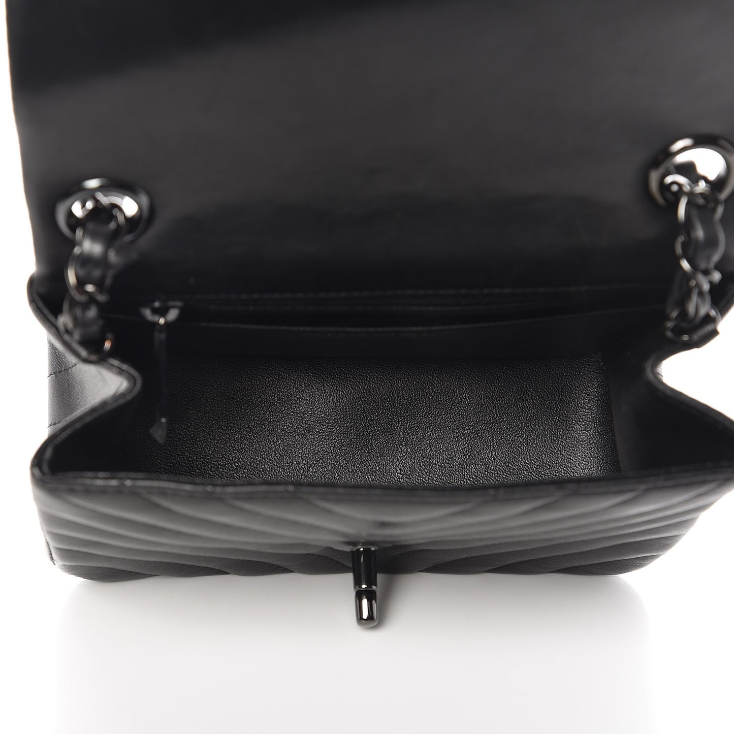 Lambskin Chevron Quilted Mini Square Flap So Black