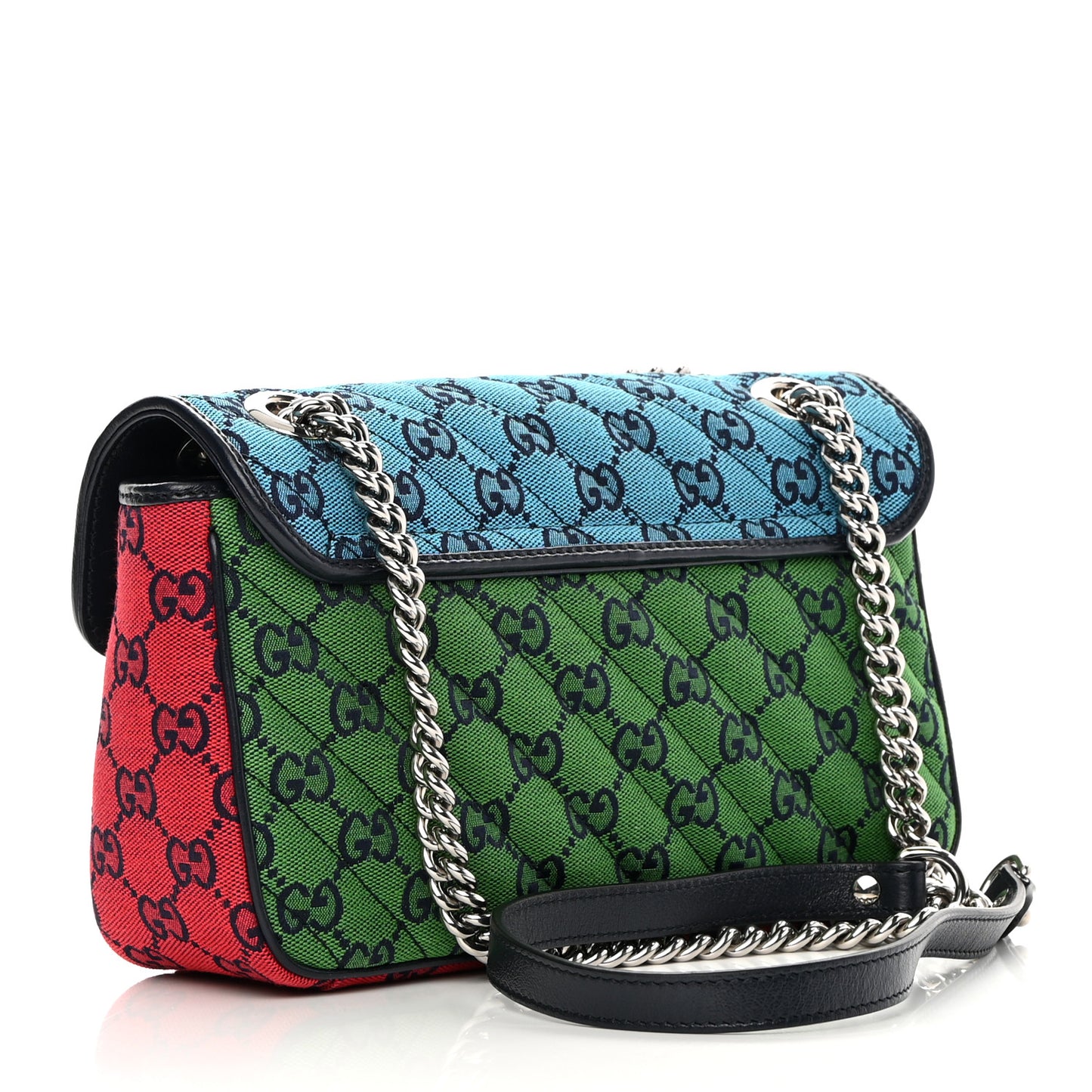 Monogram Multicolor Matelasse Diagonal Small GG Marmont Shoulder Bag Light Blue Pink Blue Green Red