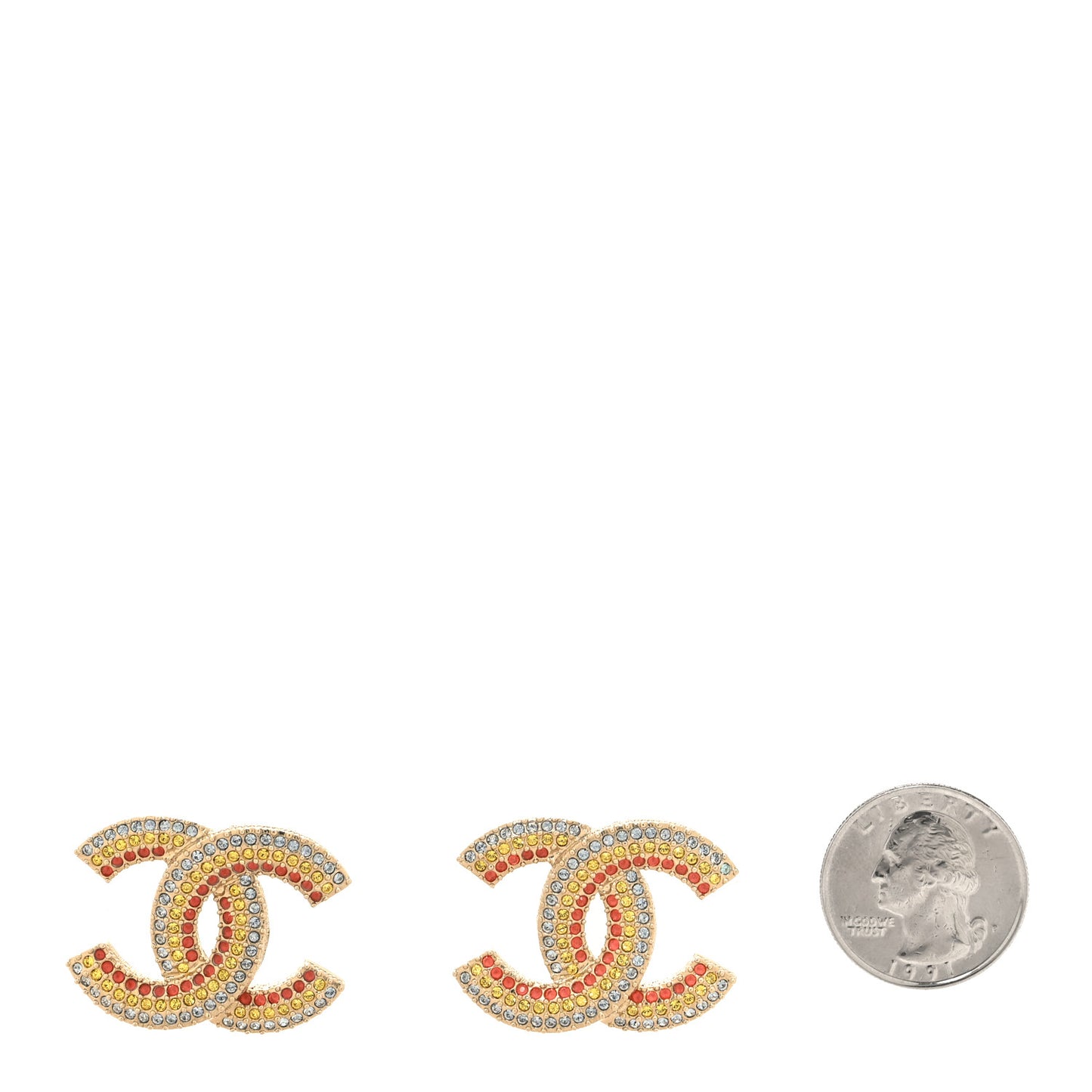 Crystal CC Earrings Gold Multicolor