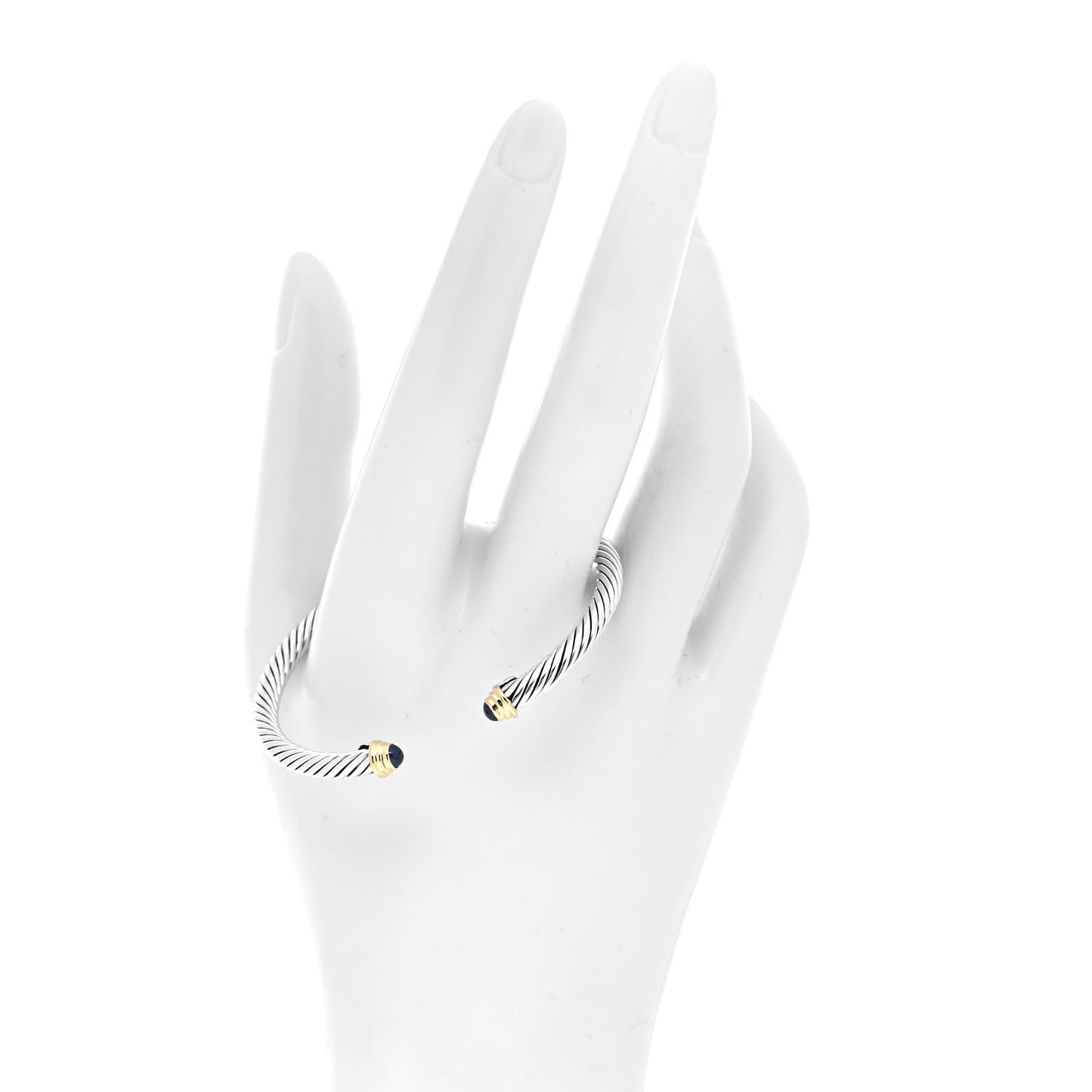 Sterling Silver 18K Yellow Gold Blue Sapphire 4mm Cable Kids Birthstone Bracelet