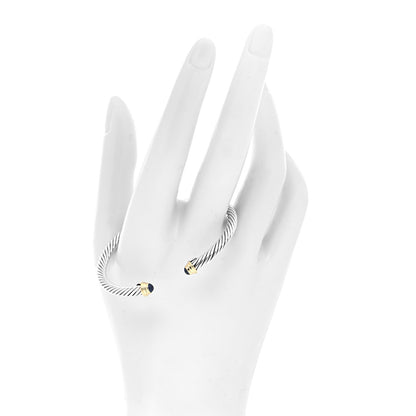 David Yurman Sterling Silver 18K Yellow Gold Blue Sapphire 4mm Cable Kids Birthstone Bracelet 2 of 4