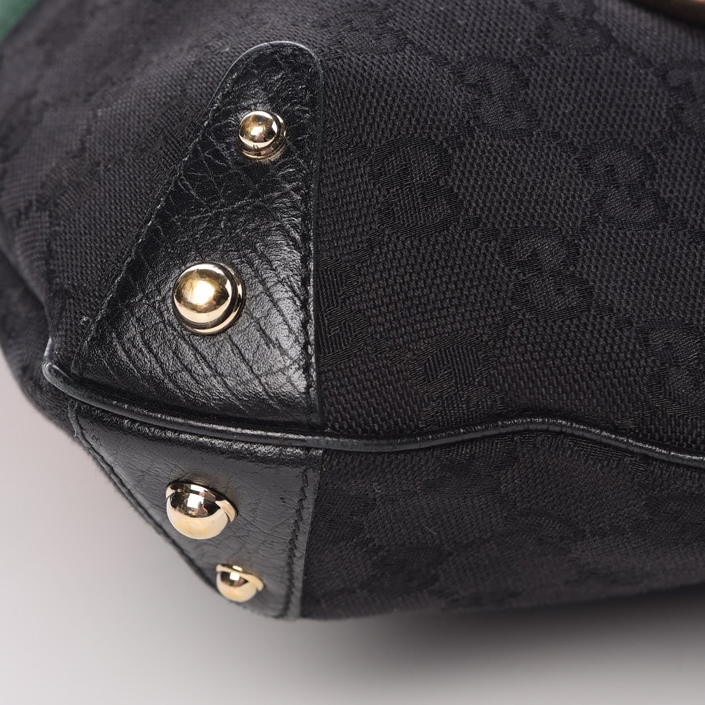 Monogram Large Horsebit Web Hobo Black