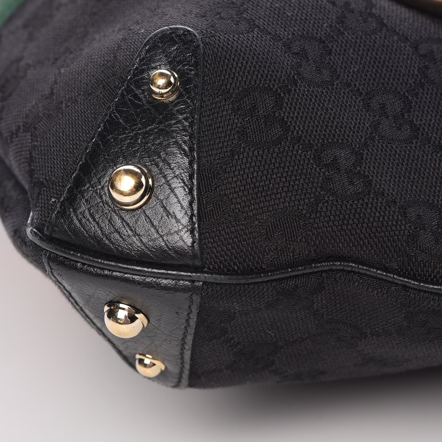 Gucci Monogram Large Horsebit Web Hobo Black 11 of 11