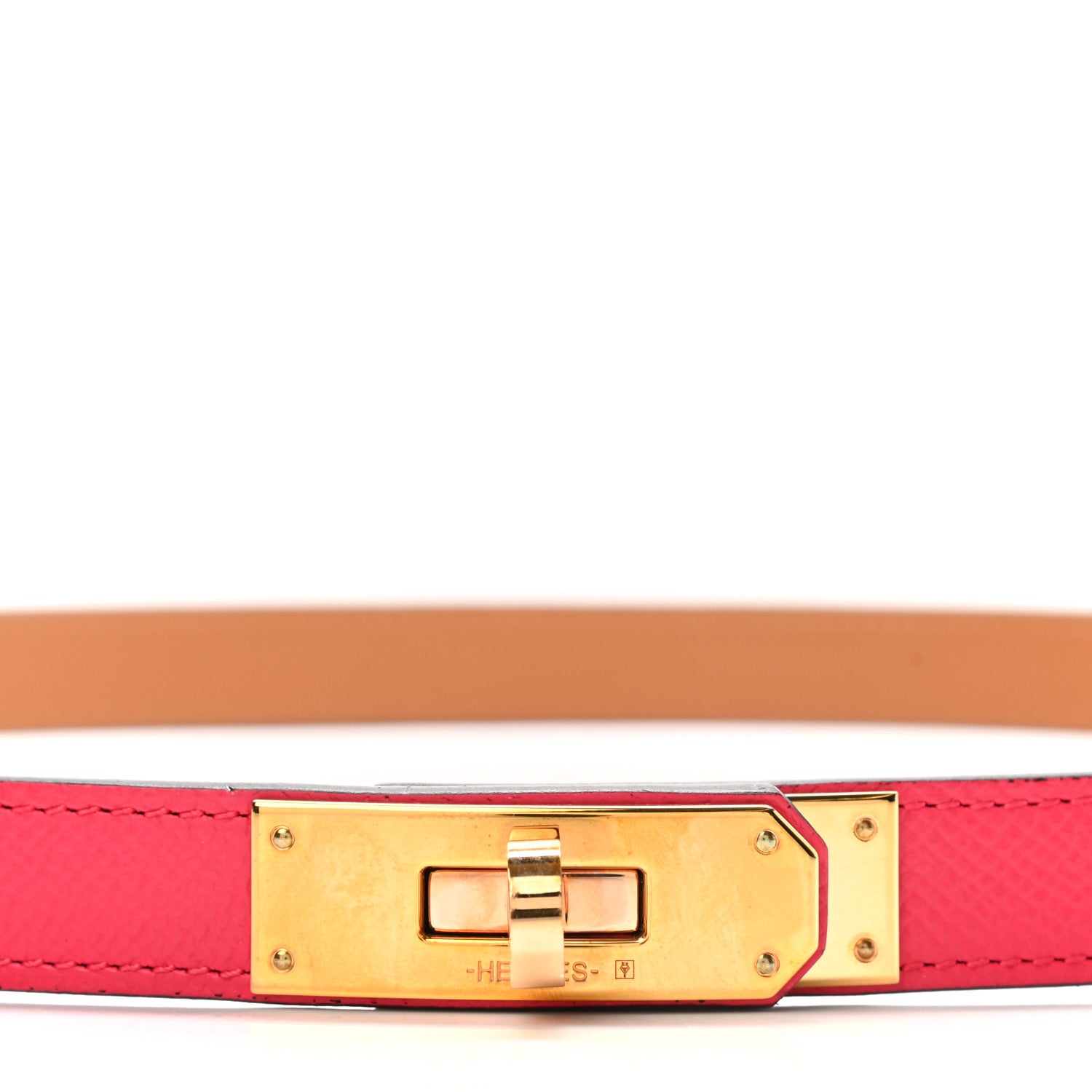 Hermes Epsom Kelly Belt Rose Extreme 5 of 5