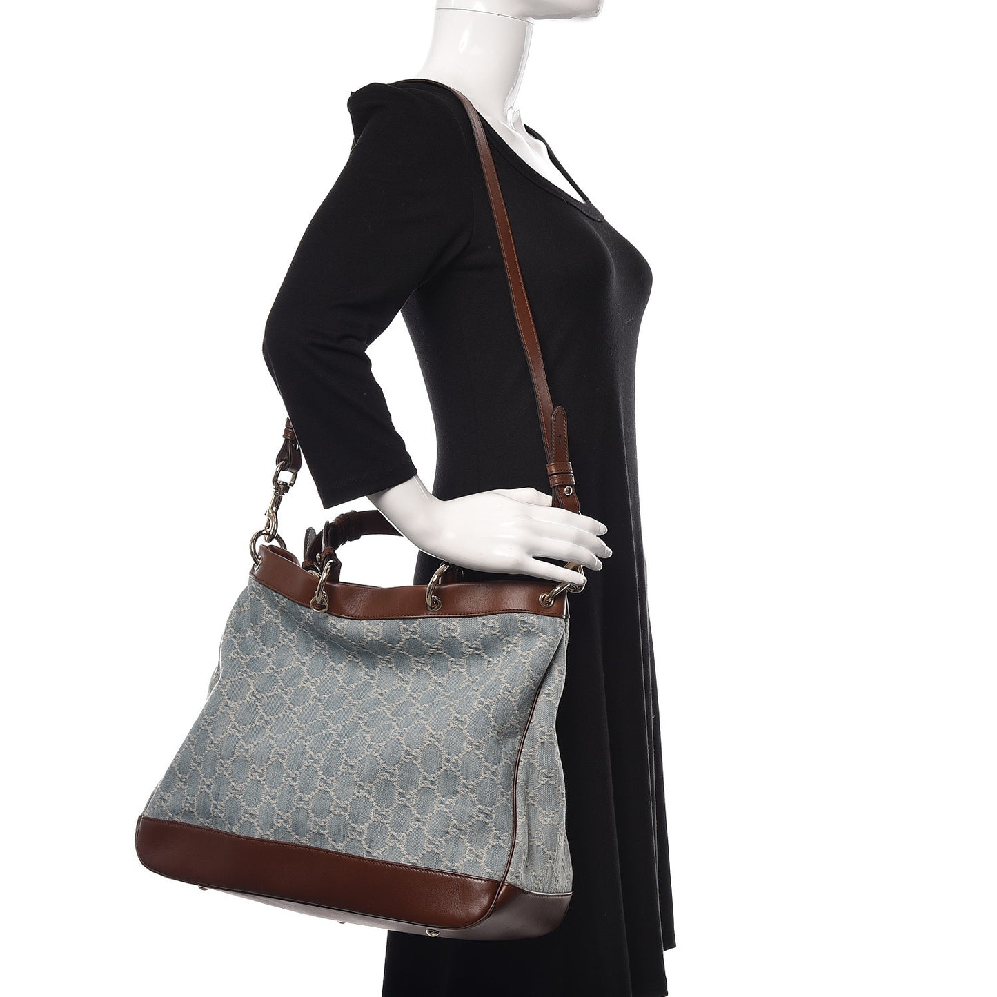 Denim Monogram Medium Valentine Top Handle Bag