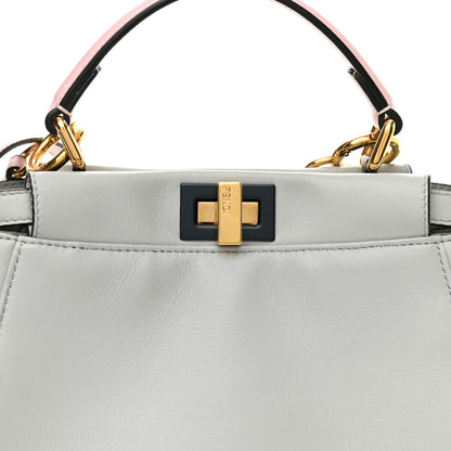 Fendi Nappa Colorblock Mini Peekaboo Iconic Satchel Grigio Perla Peonia Alga 9 of 11