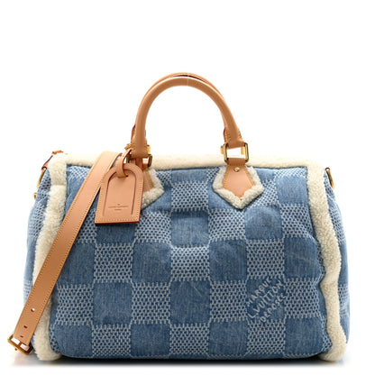 Louis Vuitton Denim Shearling Speedy Bandouliere 40 1 of 9