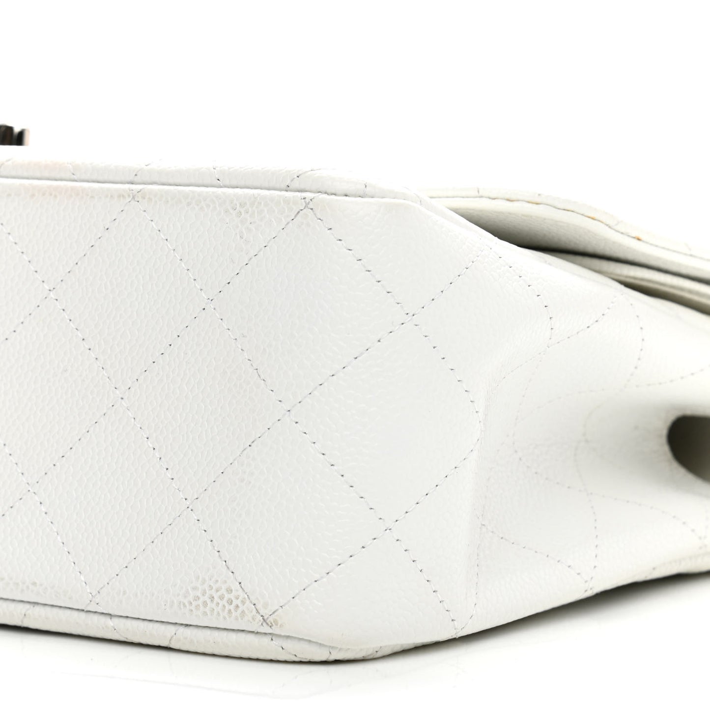 Caviar Quilted Jumbo Double Flap White