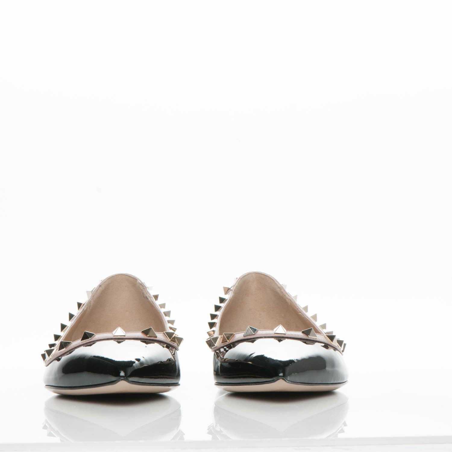 Valentino Garavani Patent Rockstud Ballerina Flats 40.5 Black Poudre 3 of 7