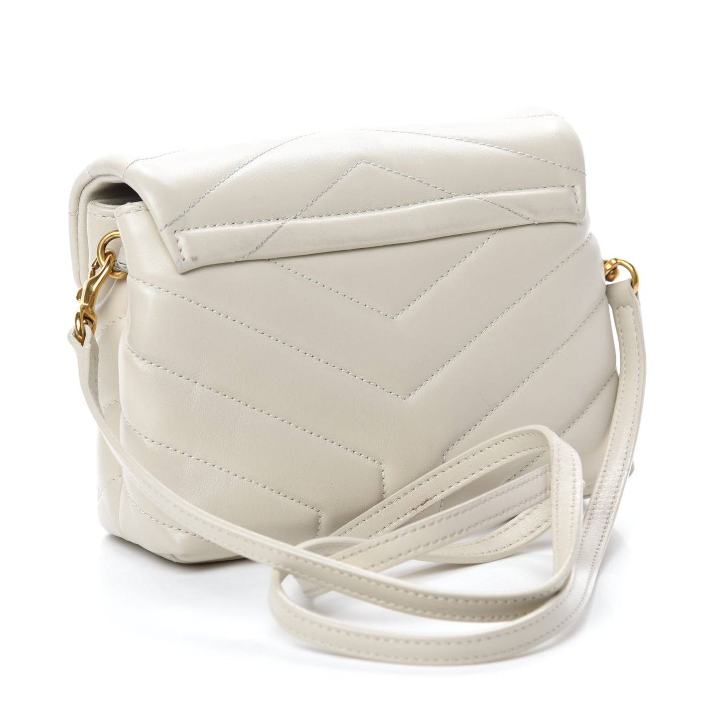 Calfskin Y Quilted Monogram Toy Loulou Crossbody Bag Blanc Vintage