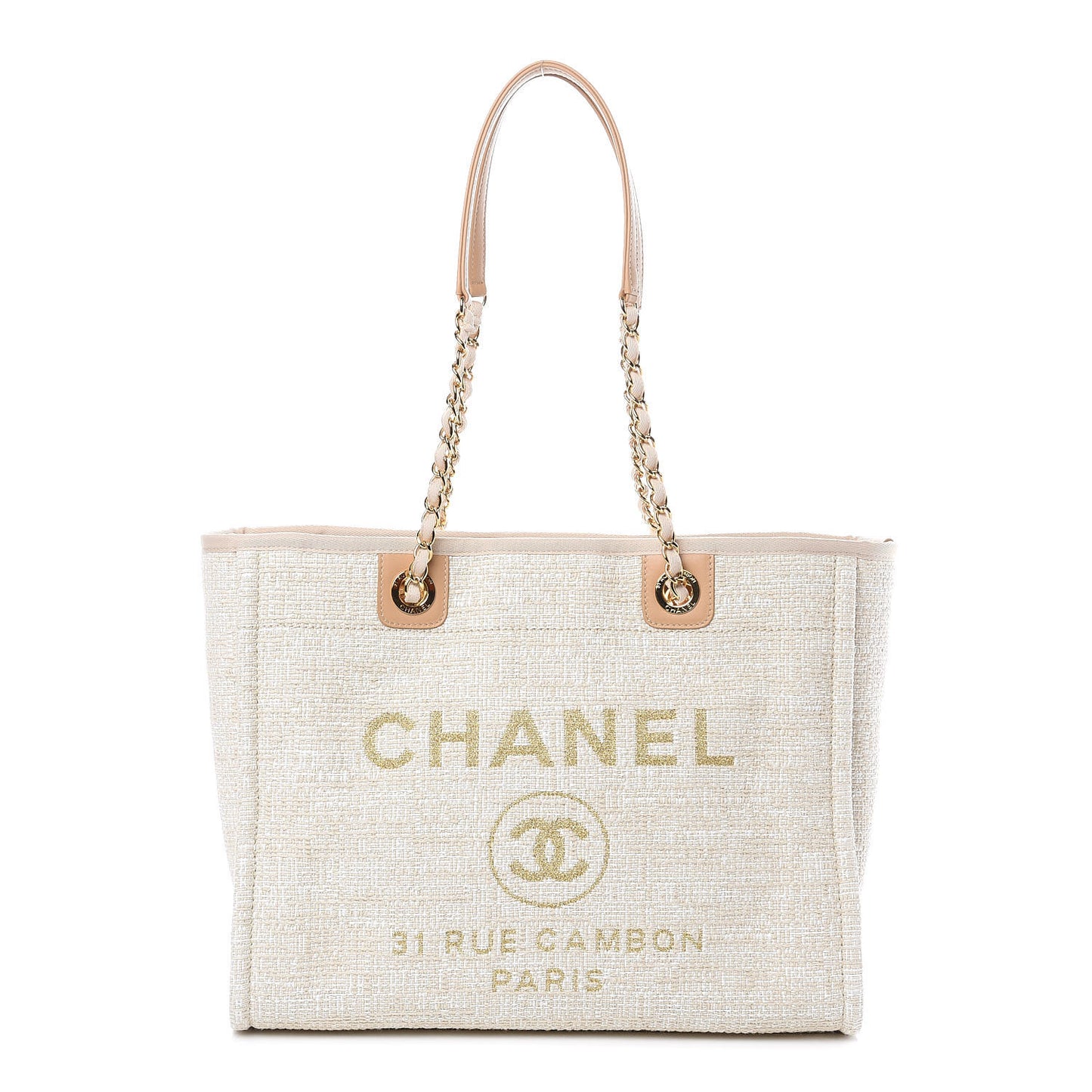 Canvas Small Deauville Tote Light Beige