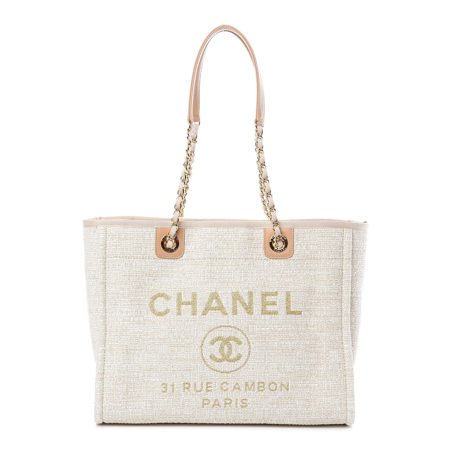 Chanel Canvas Small Deauville Tote Light Beige 1 of 10
