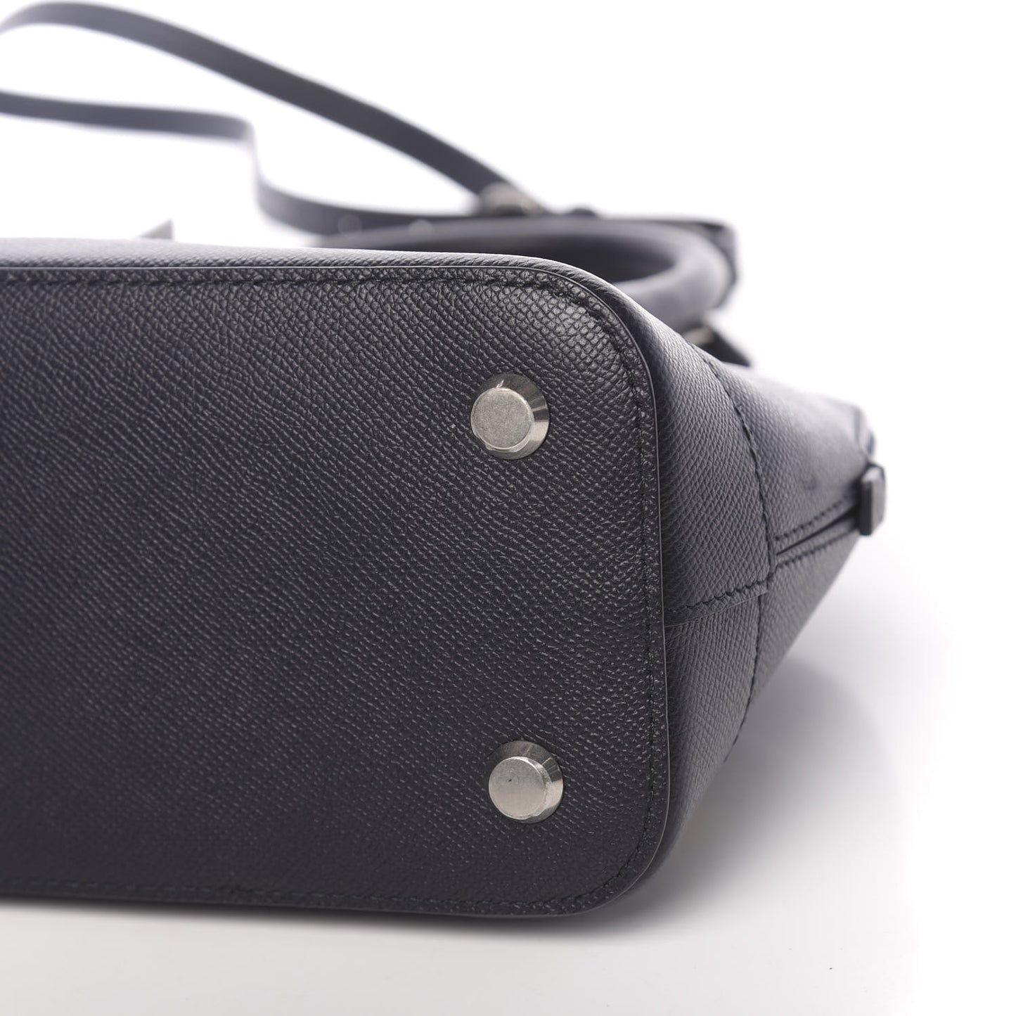 Signature Grained Calfskin Logo S Ville Top Handle Bag Bleu Tempete Jaune