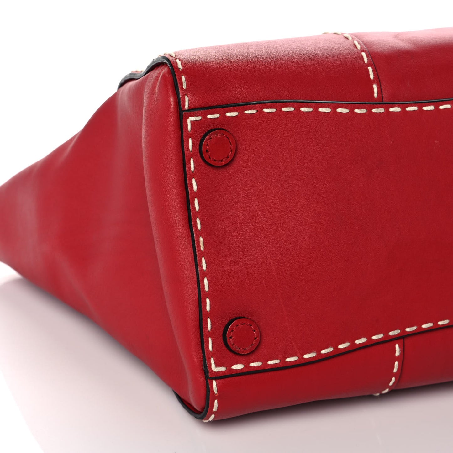 City Calf Small Stitched Twin Pocket Tote Fuoco