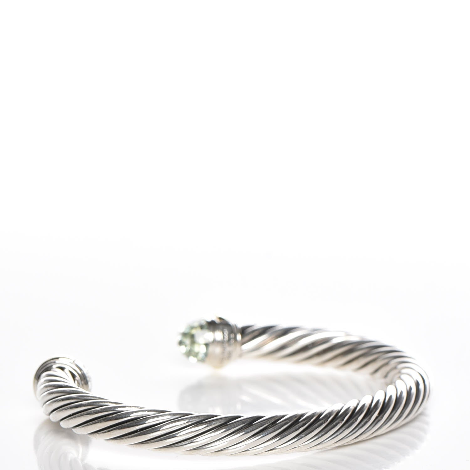 David Yurman Sterling Silver 14K Yellow Gold Prasiolite 7mm Cable Classics Bracelet 3 of 5
