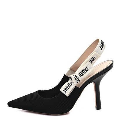 Christian Dior Technical Canvas Ribbon J'Adior Slingback 100mm Pumps 36.5 Black 1 of 8
