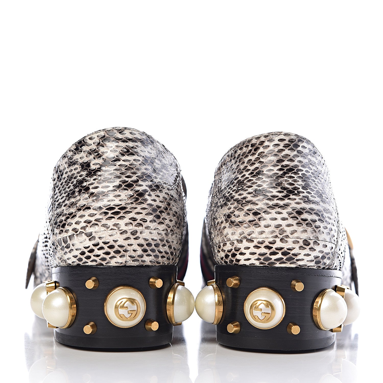 Gucci Elaphe Web Pearl Embellished Peyton Loafers 39 Roccia 13 of 14