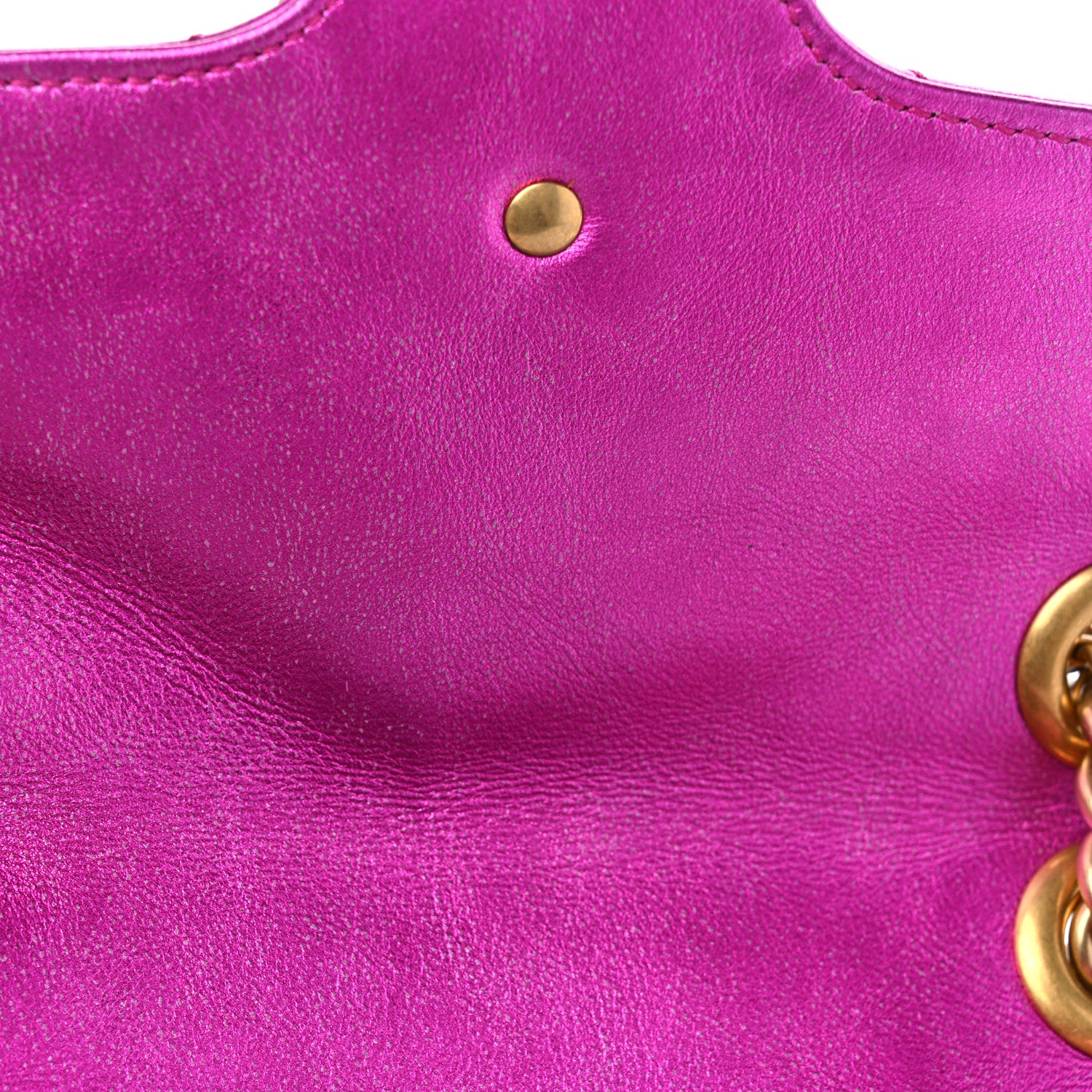 Gucci Metallic Calfskin Matelasse Mini GG Marmont Shoulder Bag Fuchsia 11 of 13