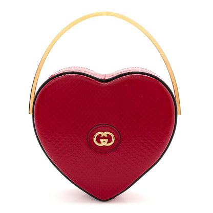 Gucci Snakeskin Broadway Mini Heart Top Handle Bag Rasberry Candy 1 of 12