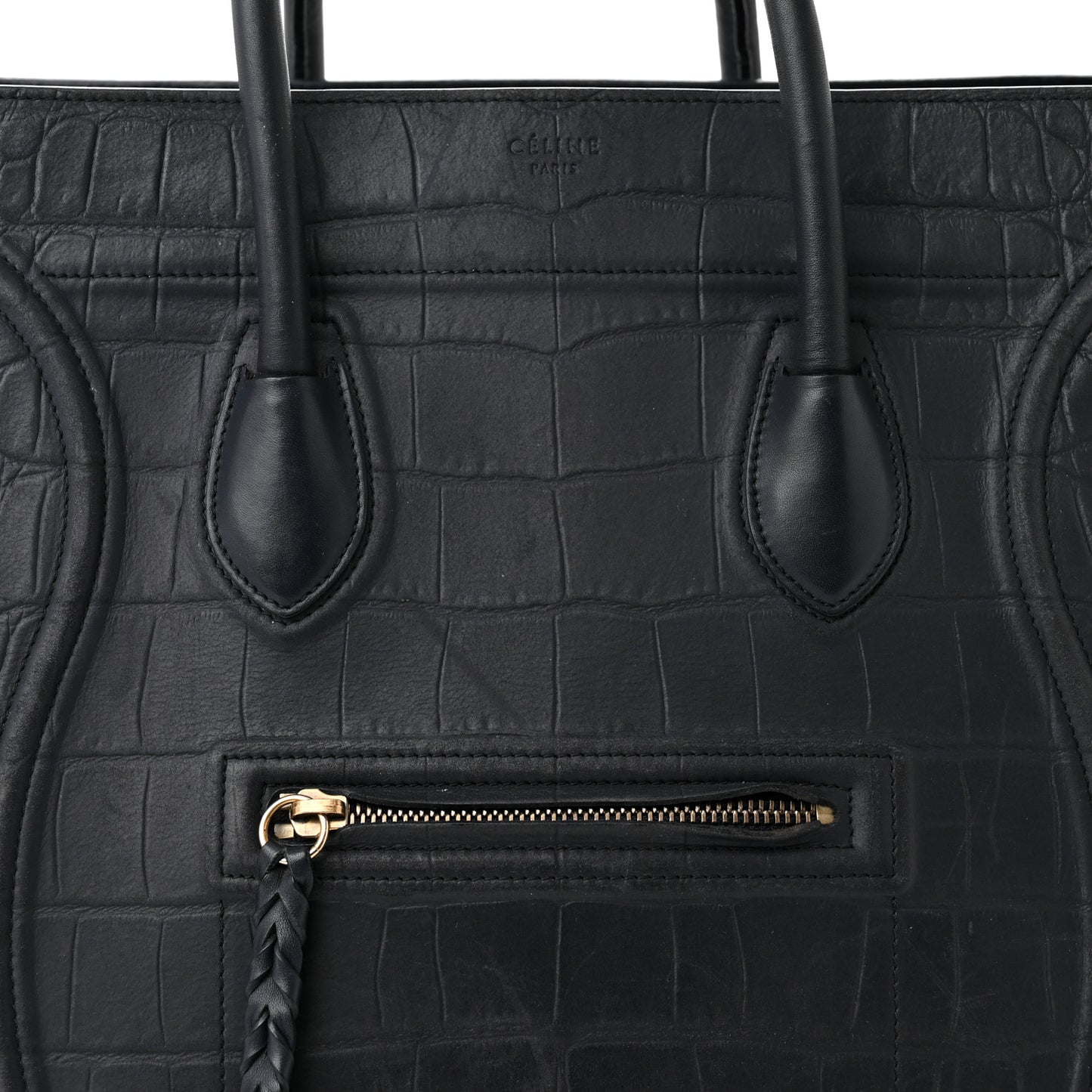 Crocodile Embossed Nubuck Medium Phantom Luggage Navy Blue