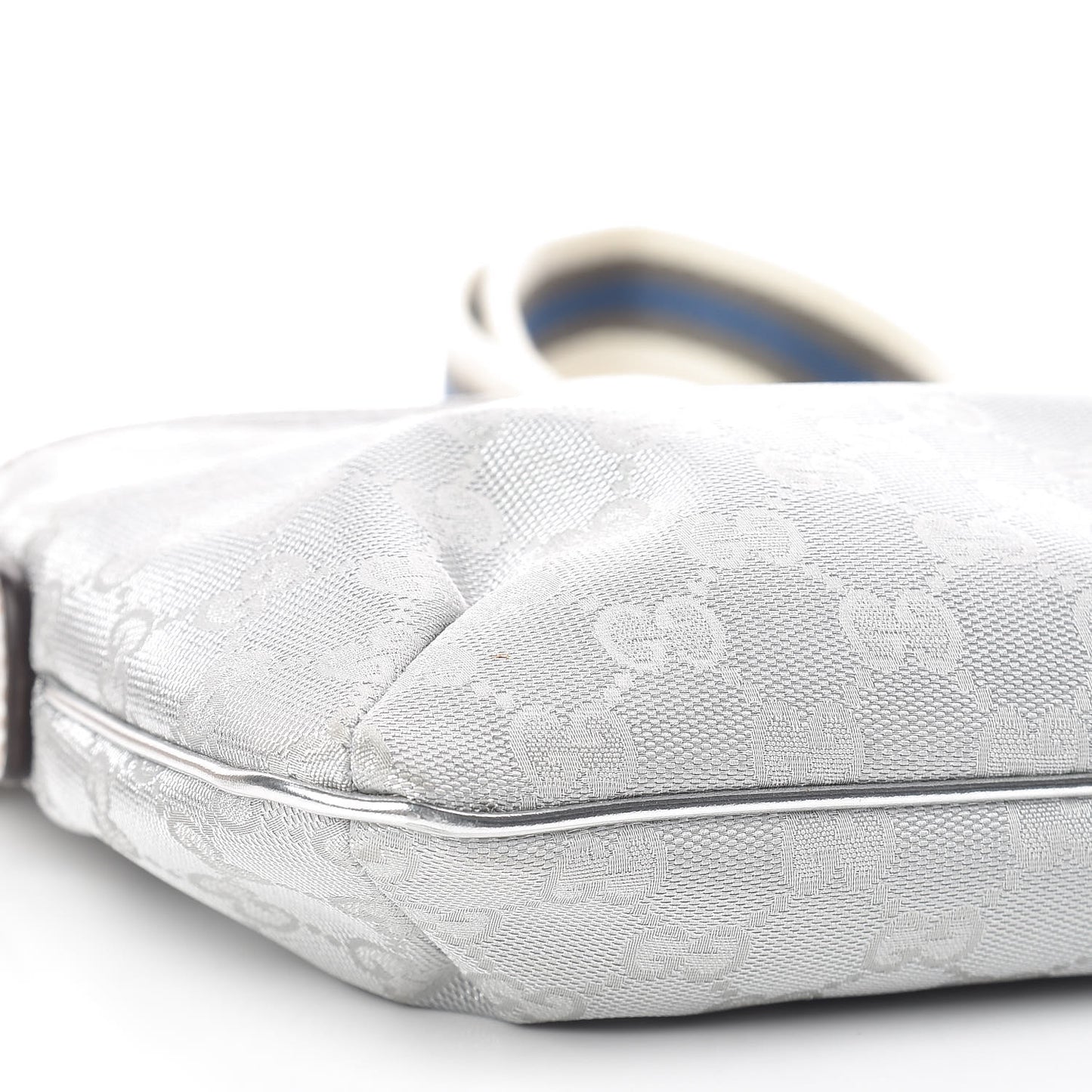 Metallic Monogram Web Small Flat Messenger Crossbody Silver