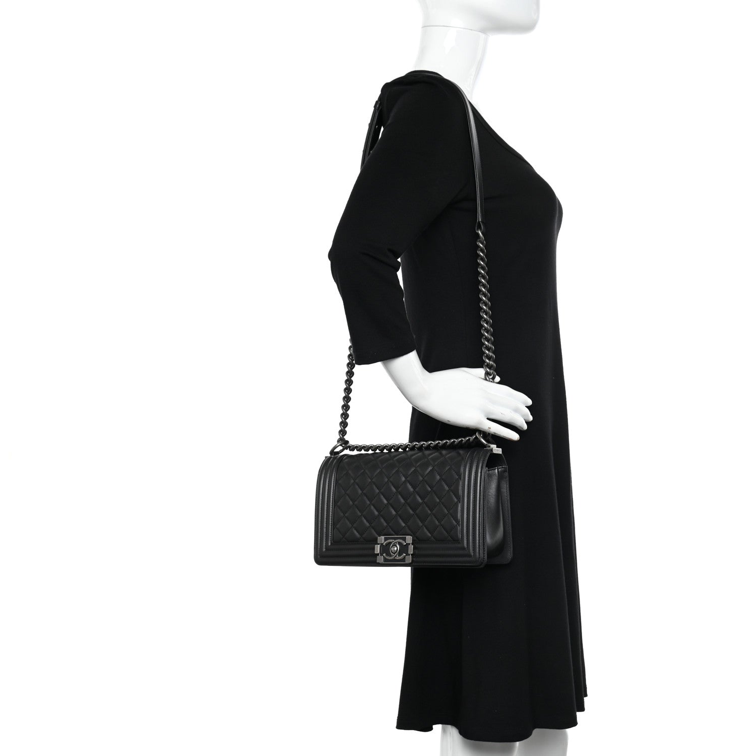 Chanel Calfskin Quilted Medium Boy Flap Black 2 of 10