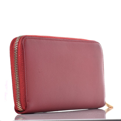 Saint Laurent Grain De Poudre Monogram Zip Around Wallet New Red 3 of 14