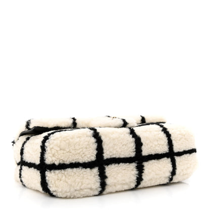 Chanel Shearling Lambskin Large Fluffy Tartan Single Flap White Black 4 of 10
