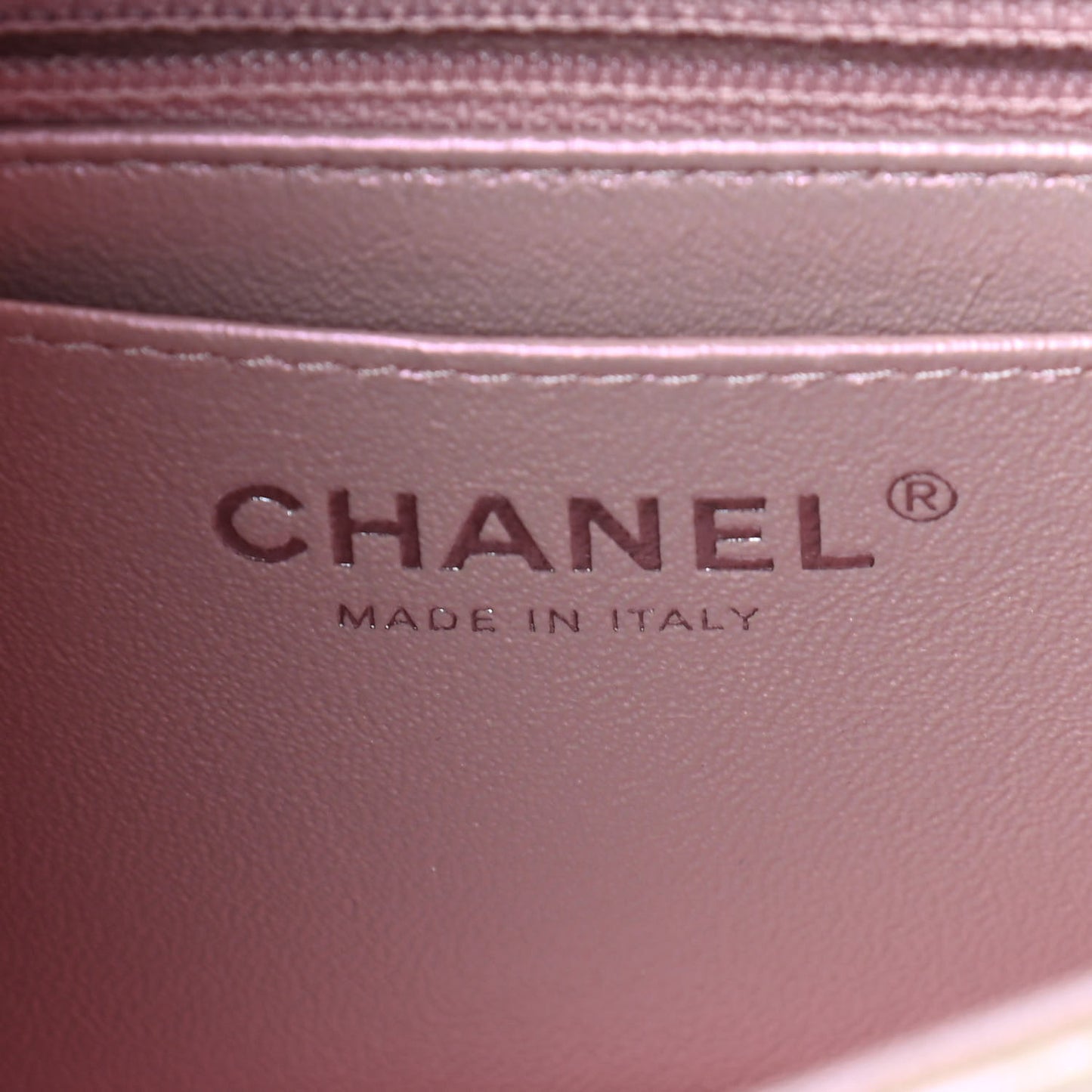 Iridescent Calfskin Quilted Mini Rectangular Flap Pink