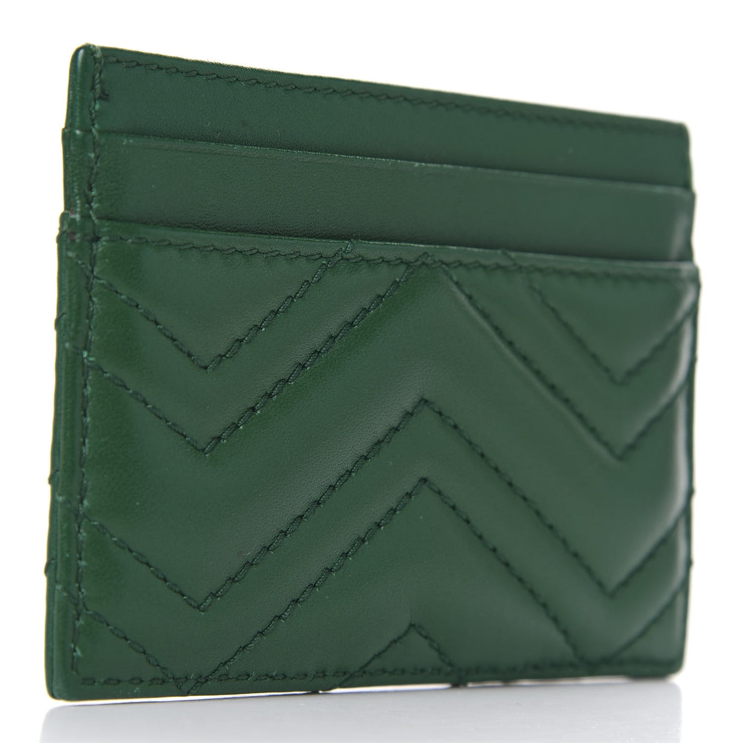 Calfskin Matelasse GG Marmont Card Holder Emerald Green