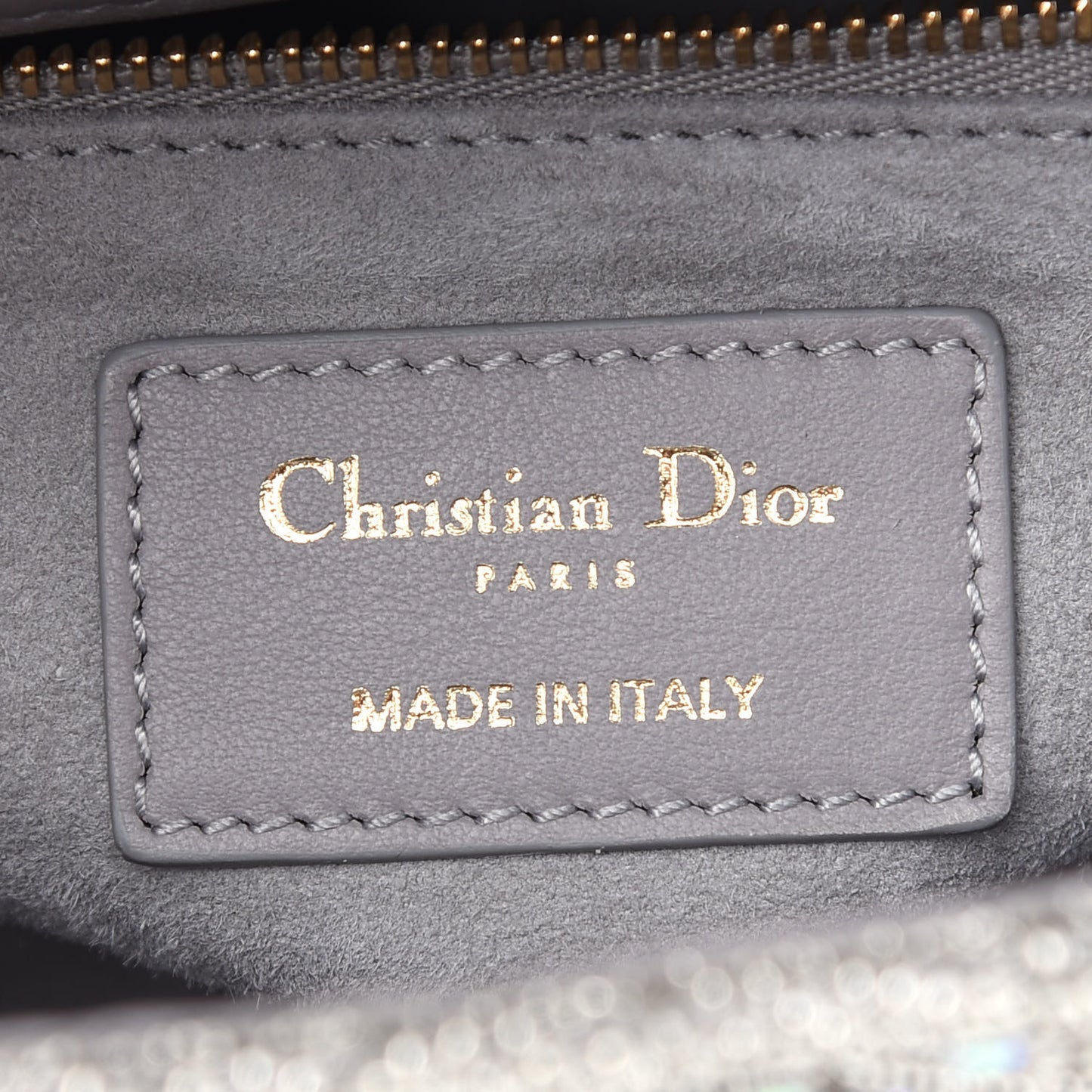 Metallic Calfskin Satin Celestial Bead Embroidery Small My Lady Dior Grey