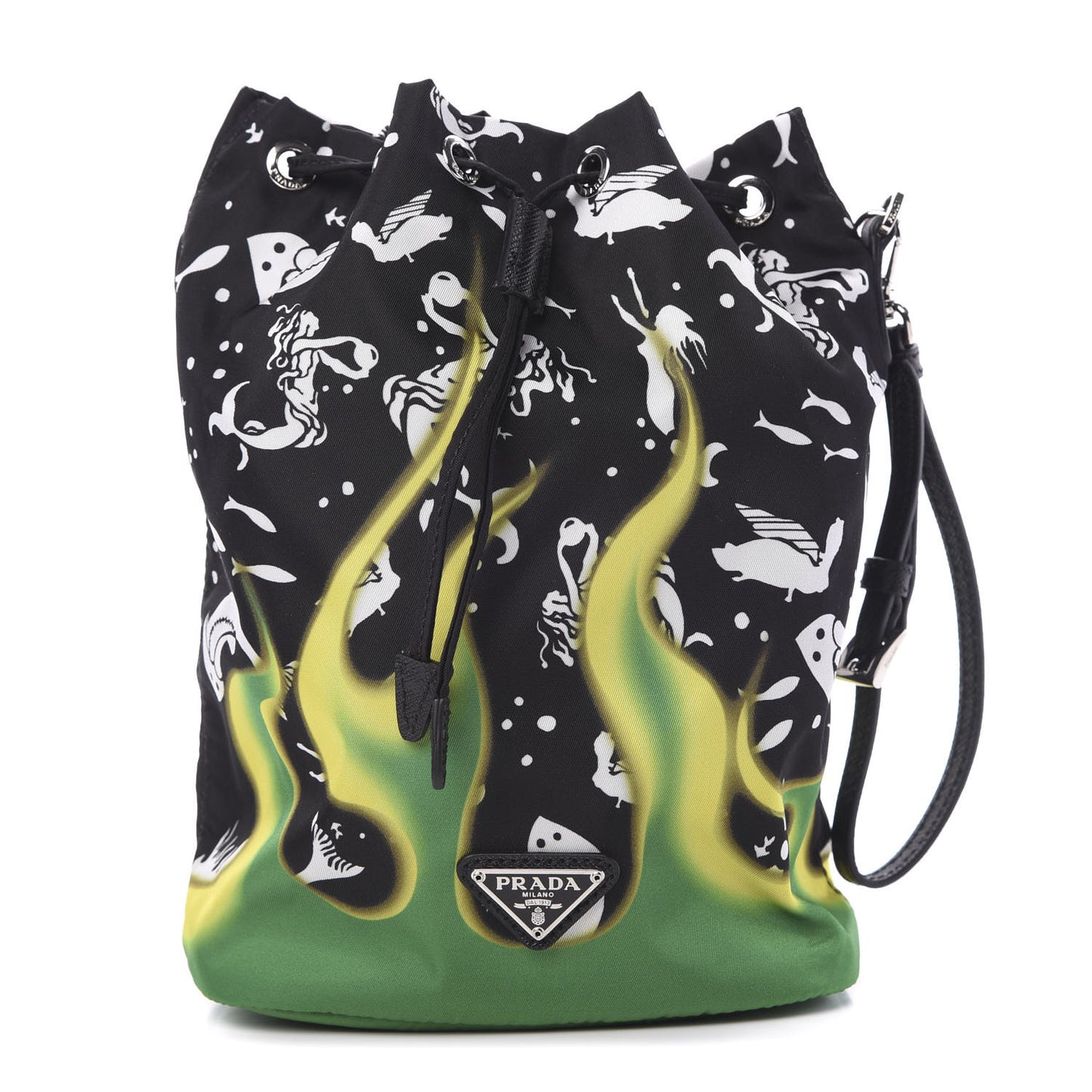 Saffiano Tessuto Nylon Sirene Bucket Wristlet Mango