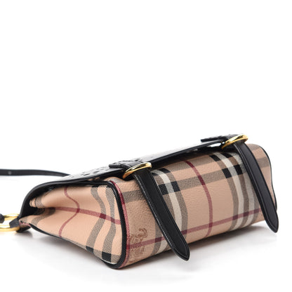 Burberry Perforated Calfskin Haymarket Check Baby Bridle Crossbody Black 4 of 11
