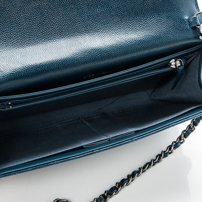 Chanel Caviar Quilted Wallet on Removable Chain Navy 6 of 9