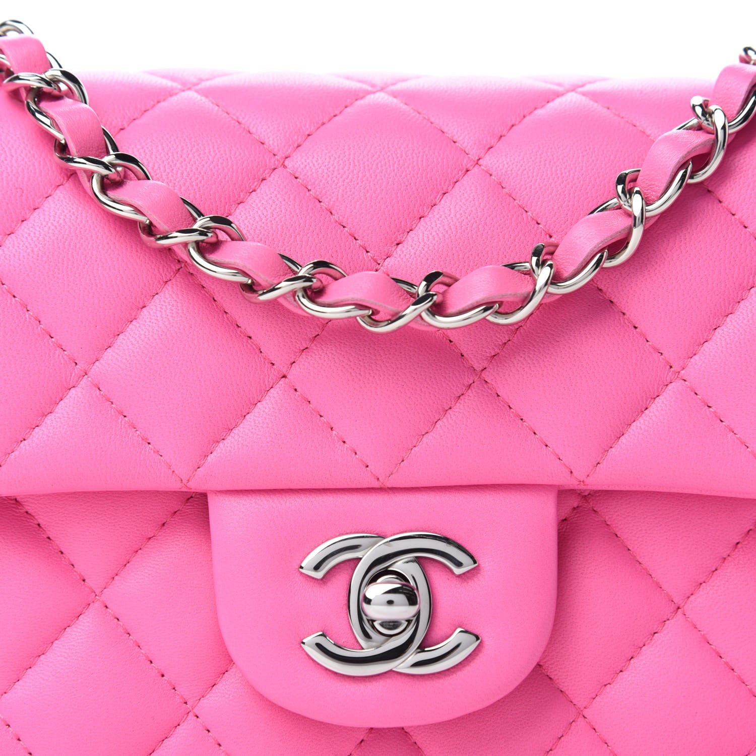 Chanel Lambskin Quilted Mini Rectangular Flap Pink 11 of 12