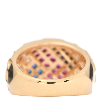 Van Cleef & Arpels 18K Yellow Gold Diamond Sapphire Ruby Dome Ring 53 6.5 4 of 5