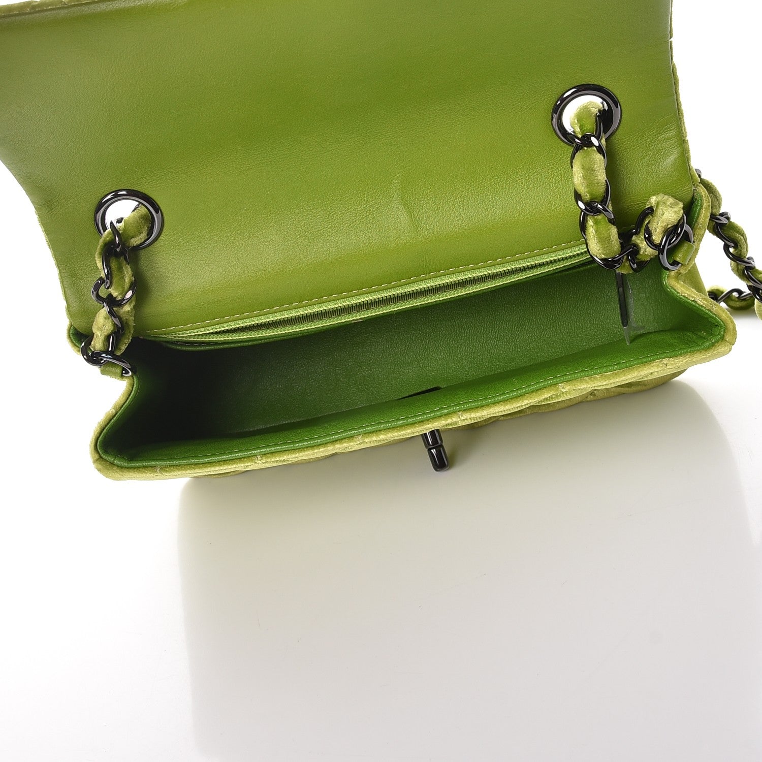 Chanel Velvet Quilted Mini Rectangular Flap Green 5 of 7