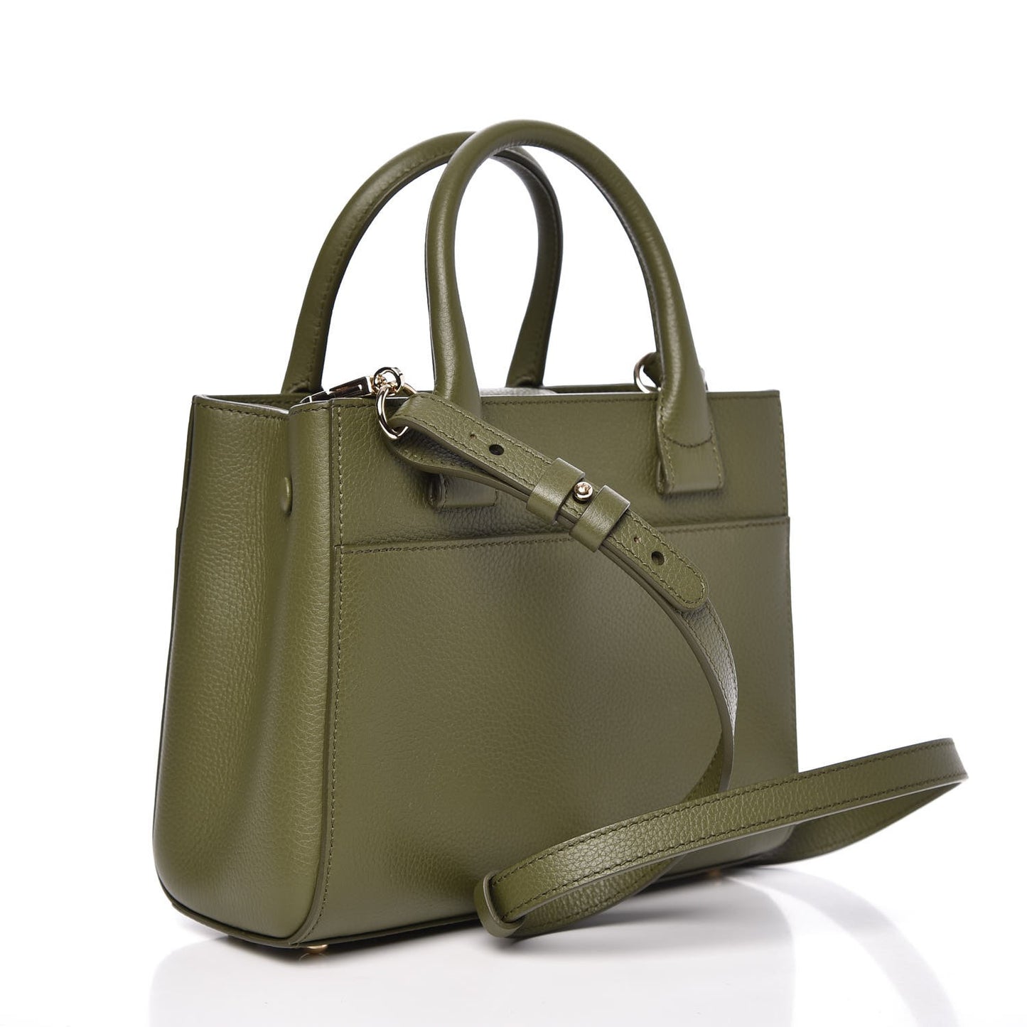 Grained Calfskin Mini Neo Executive Shopper Tote Khaki