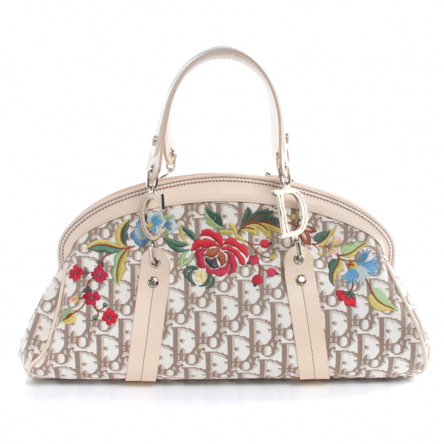 Monogram Vintage Flowers Frame Satchel