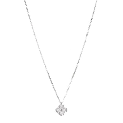Van Cleef & Arpels 18K White Gold Diamond Sweet Alhambra Pendant Necklace 1 of 8