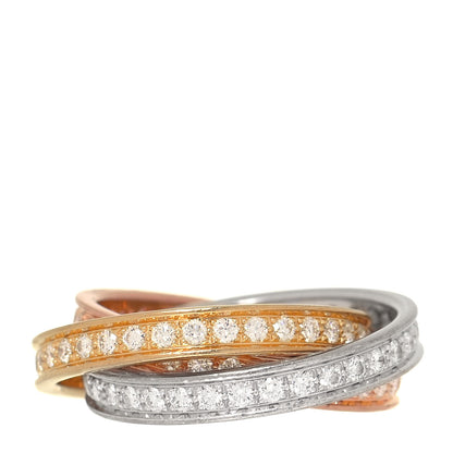 Cartier 18K White Yellow Pink Gold Diamond Trinity Ring 57 8 1 of 5