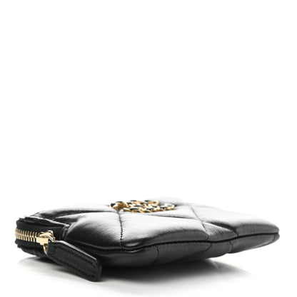 Chanel Lambskin Quilted Chanel 19 Zip Card Holder Wallet Black 4 of 9