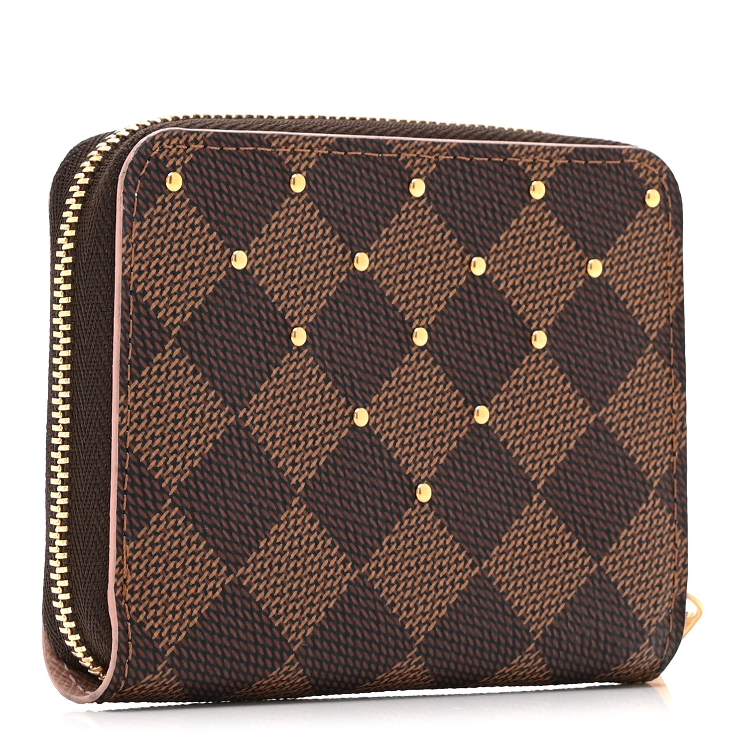 Louis Vuitton Damier Ebene Studded Zippy Coin Purse Rose Ballerine 3 of 8