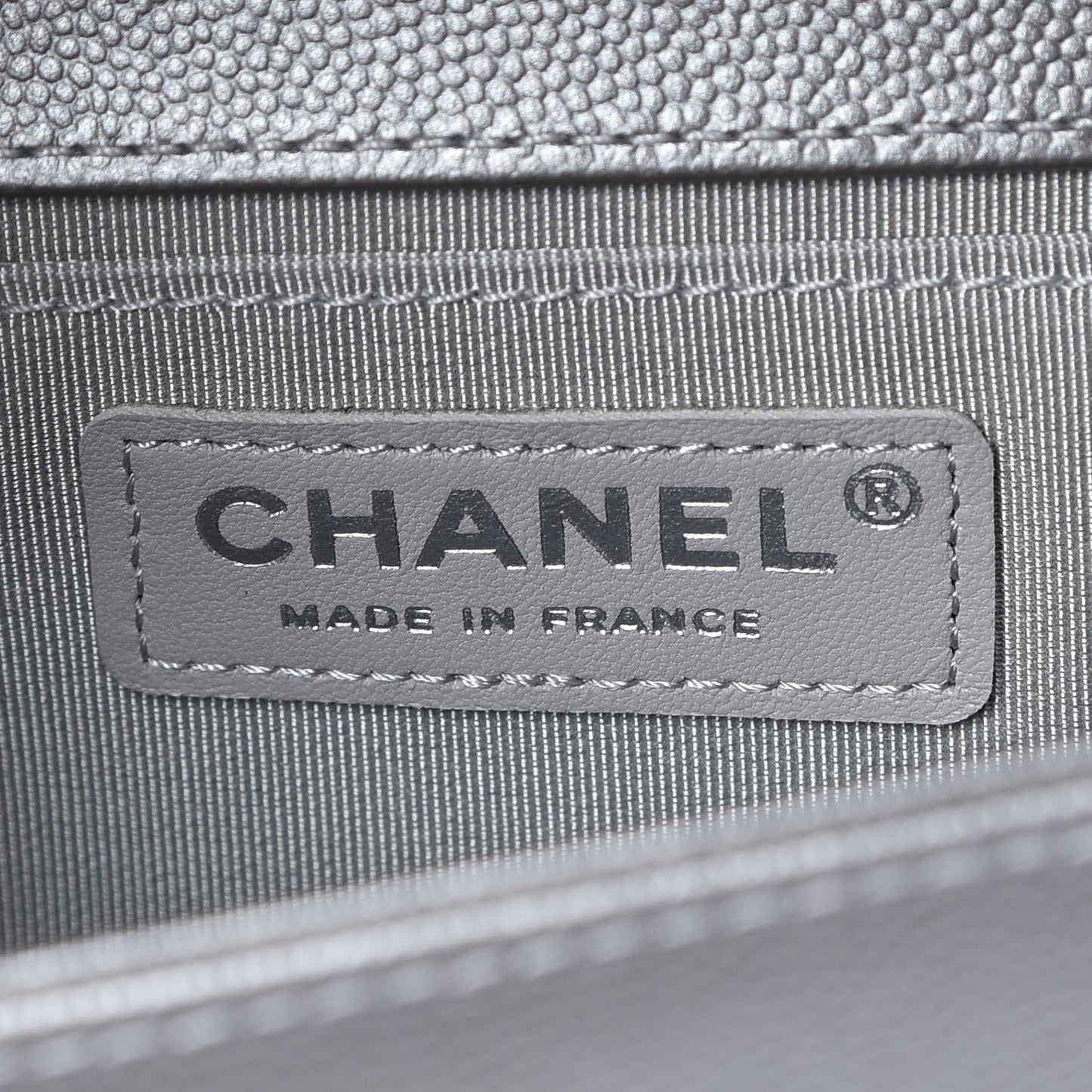 Metallic Caviar Quilted Medium Boy Flap Silver