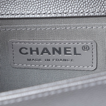 Chanel Metallic Caviar Quilted Medium Boy Flap Silver 6 of 8