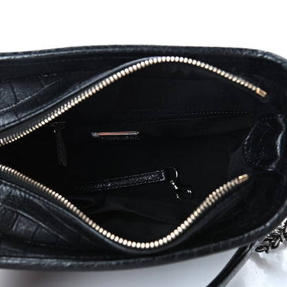 Chanel Calfskin Crocodile Embossed Small Gabrielle Cocodile Hobo Black 4 of 4