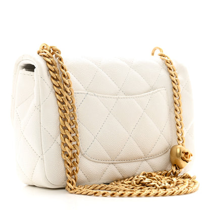 Chanel Caviar Quilted Mini Sweetheart Rectangular Flap White 3 of 10